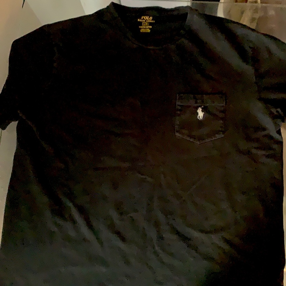 Black Polo T shirt Grey Horse Large